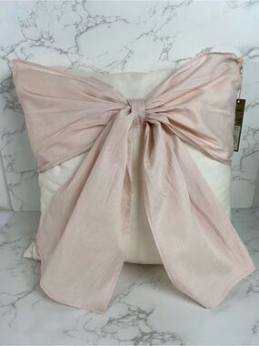 LC Lauren Conrad Blush Pink Bow Accent Pillow Cover